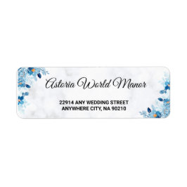 Etiqueta Blue Elegant flower summer wedding return address