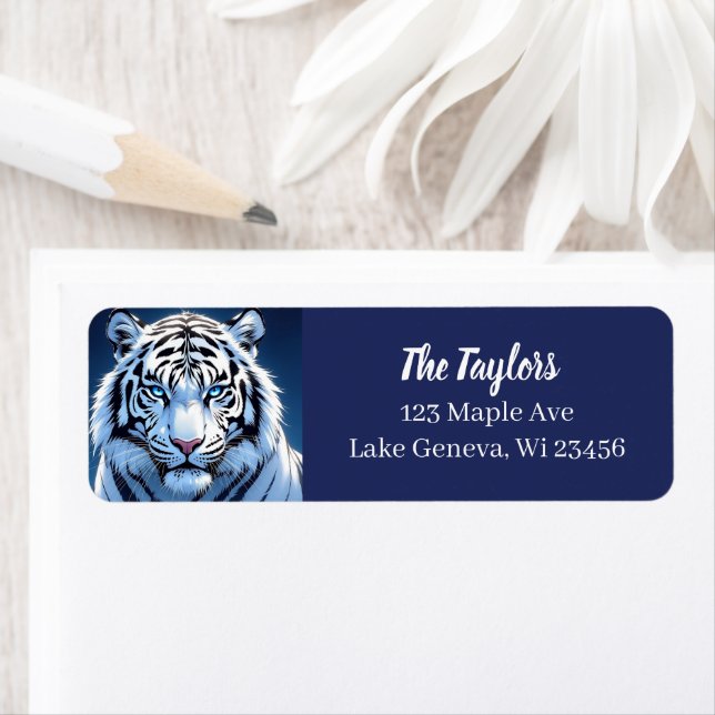 Etiqueta Blue eyed White Tiger Personalized (In situ)