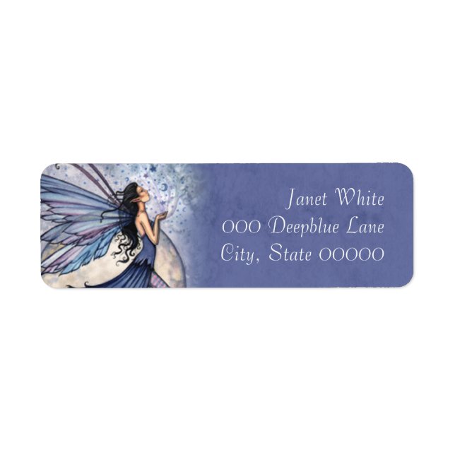 Etiqueta Blue Fairy Fantasy Art (Frente)