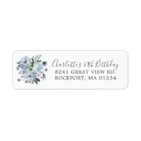 Blue Floral 80th Birthday Return Address