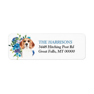 Etiqueta Blue Floral Bouquet Beagle Dog