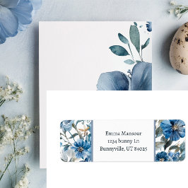 Etiqueta Blue Floral Easter Return Address