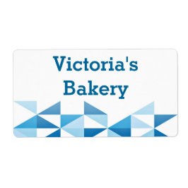 Etiqueta Blue Geometric Pattern Personalizado Nombre Baking