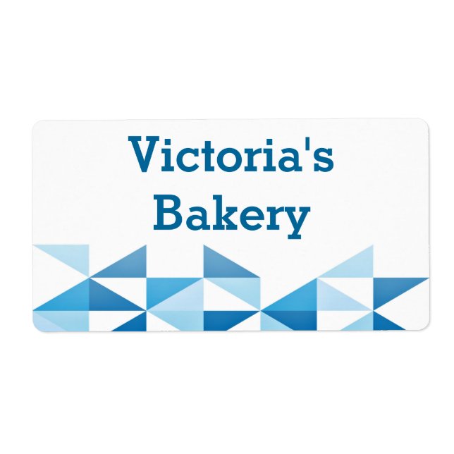 Etiqueta Blue Geometric Pattern Personalizado Nombre Baking (Frente)