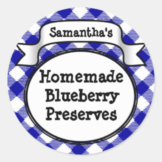 Etiqueta Blue Gingham Blueberry Jelly Jam Jar/Lid
