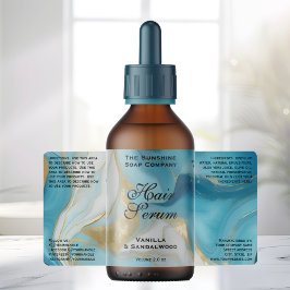Etiqueta Blue Gold Foil Cosmetics or Dropper Bottle Label