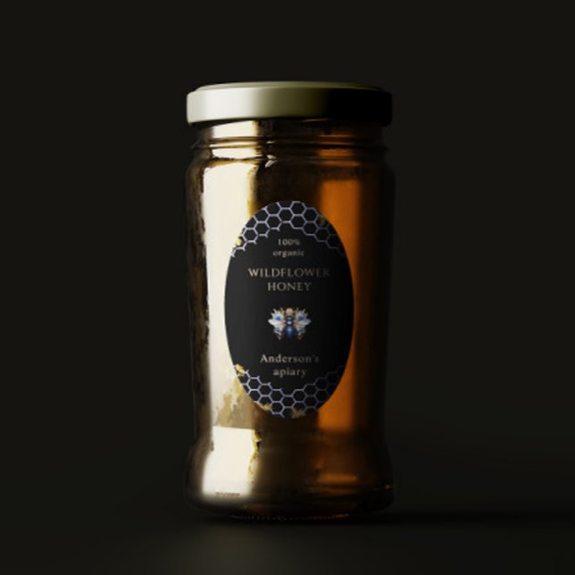 Etiqueta Blue Gold Queen Bee Honey Jar (Subido por el creador)