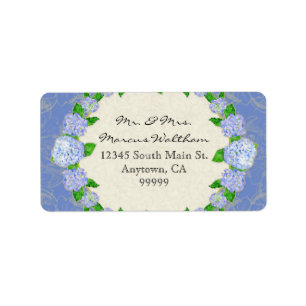 Etiqueta Blue Hydrangea Lace Floral Formal Elegante Negocio
