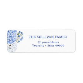 Etiqueta Blue hydrangea return address label