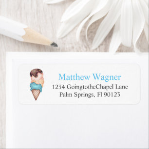Etiqueta Blue Ice Cream Birthday Party Return Address Label
