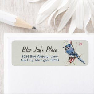 Etiqueta Blue Jay Watercolor Art Return Address  Label