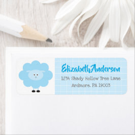 Etiqueta Blue Lamb Cute Sweet Modern Dirección Baby Shower