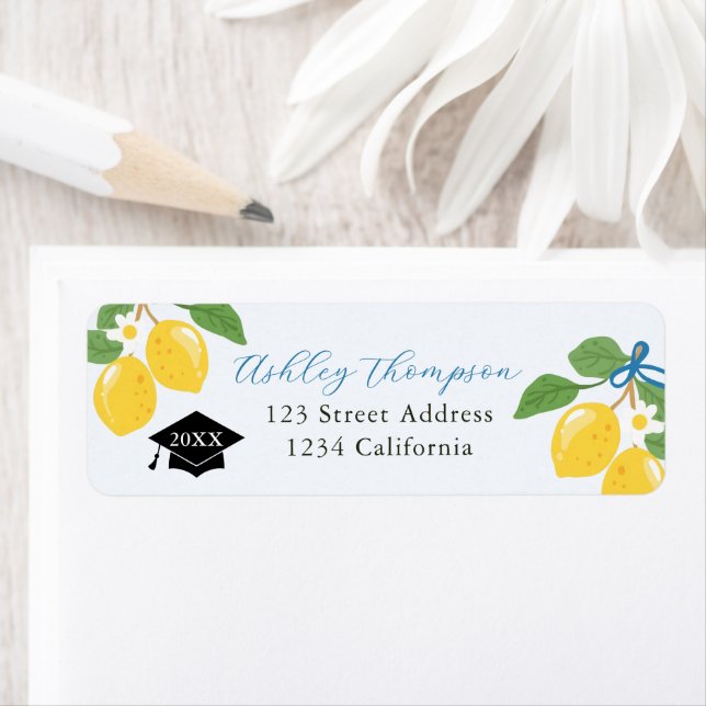 Etiqueta Blue Lemon Citrus Graduation Party Label (In situ)