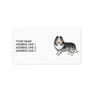 Etiqueta Blue Merle Shetland Sheepdog Perro de Dibujos Anim