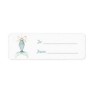 Etiqueta Blue Mermaid Lazo Blanco Navidad 