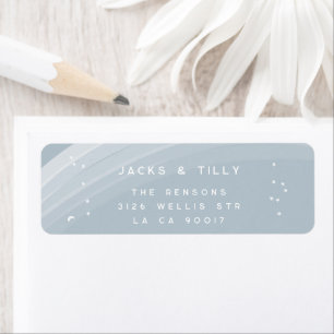 Etiqueta Blue Modern Rainbow and stars White Baby Shower