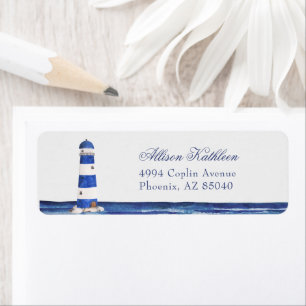 Etiqueta Blue Nautical Coastal Sea Bridal Shower Address