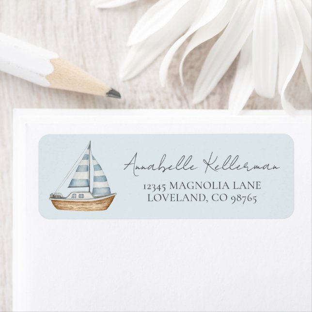 Etiqueta Blue Nautical Return Address (In situ)