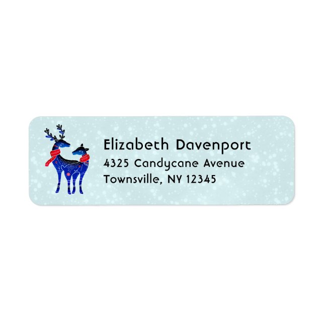 Etiqueta Blue Nordic Christmas Reindeer Pair (Frente)