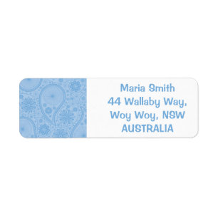 Etiqueta Blue paisley pattern