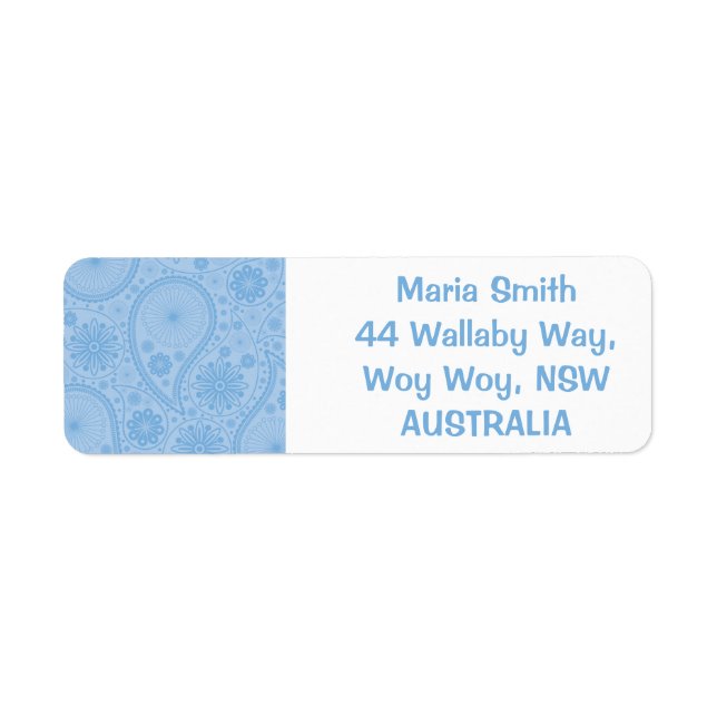 Etiqueta Blue paisley pattern (Frente)
