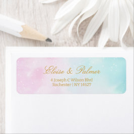 Etiqueta Blue Pink Ombre Gender Neutral Reveal Baby Shower