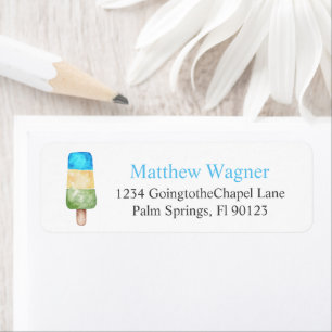 Etiqueta Blue Popsicle Birthday Party Return Address