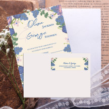 Blue Purple Floral Wedding Return Address Label