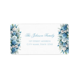 Etiqueta Blue Rose & Silver Cross Baptism Return Address