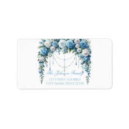 Etiqueta Blue Rose & Silver Cross Baptism Return Address