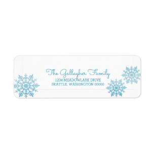 Etiqueta Blue Shimmering Chic Snowflake Holiday