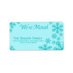 Etiqueta blue Snowflake "we've moved" Christmas label<br><div class="desc">Add a special detail to your holiday letters! There are many different cards available,  so pick the design and wording you like. Browse the store or search for "portosabbianatalelabel".</div>