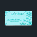 Etiqueta blue Snowflake "we've moved" Christmas label<br><div class="desc">Add a special detail to your holiday letters! There are many different cards available,  so pick the design and wording you like. Browse the store or search for "portosabbianatalelabel".</div>