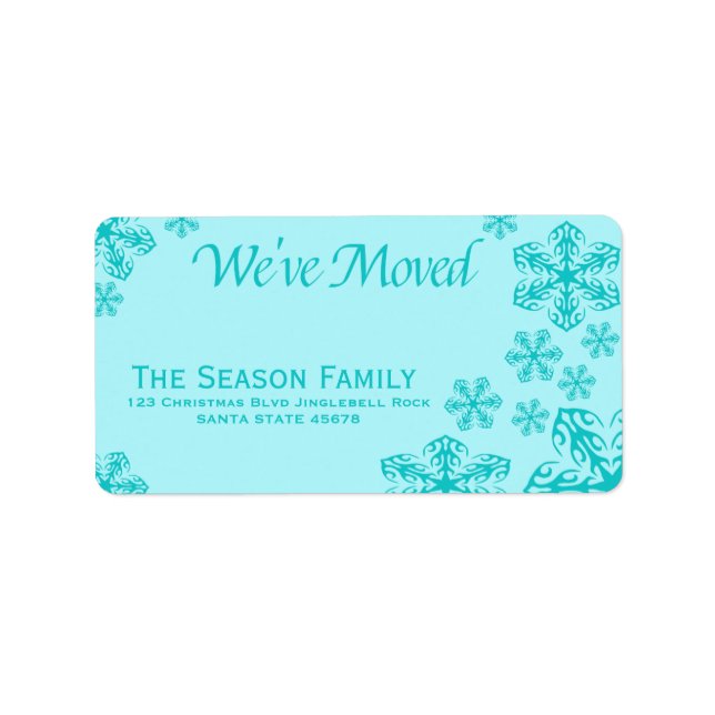 Etiqueta blue Snowflake "we've moved" Christmas label (Frente)
