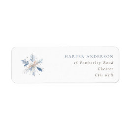 Etiqueta Blue Snowflake Winter Wedding Return Address