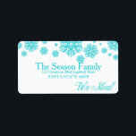 Etiqueta Blue snowflakes "we've moved" Christmas label<br><div class="desc">Add a special detail to your holiday letters! There are many different cards available,  so pick the design and wording you like. Browse the store or search for "portosabbianatalelabel".</div>