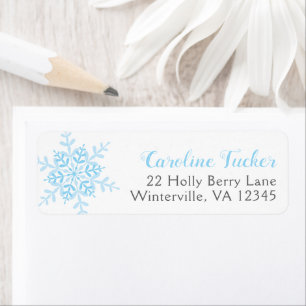 Etiqueta Blue Snowflakes Winter Baby Boy Shower Address