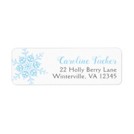Etiqueta Blue Snowflakes Winter Baby Boy Shower Address