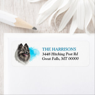 Etiqueta Blue Splash Keeshond Dog Return Address