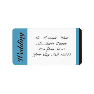 Etiqueta Blue Stripe Brown Wedding Address Labels