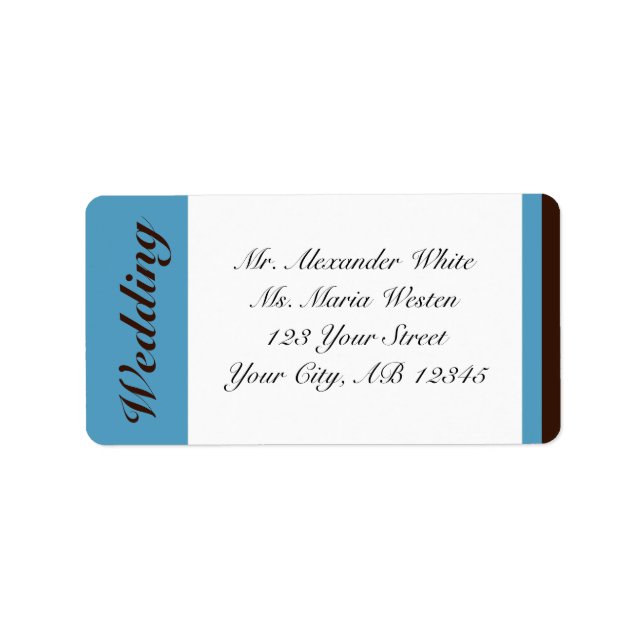 Etiqueta Blue Stripe Brown Wedding Address Labels (Frente)