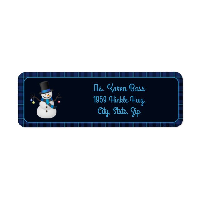 Etiqueta Blue Tartan Snowman (Frente)
