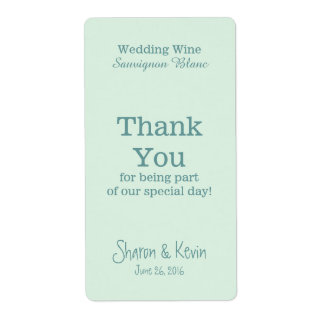 Etiqueta Blue Tones Boda Wine Gracias