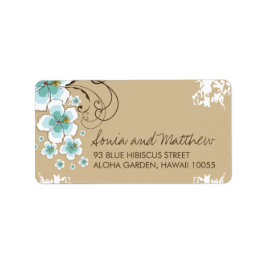 Etiqueta Blue Tropical Hibiscus Beach Wedding