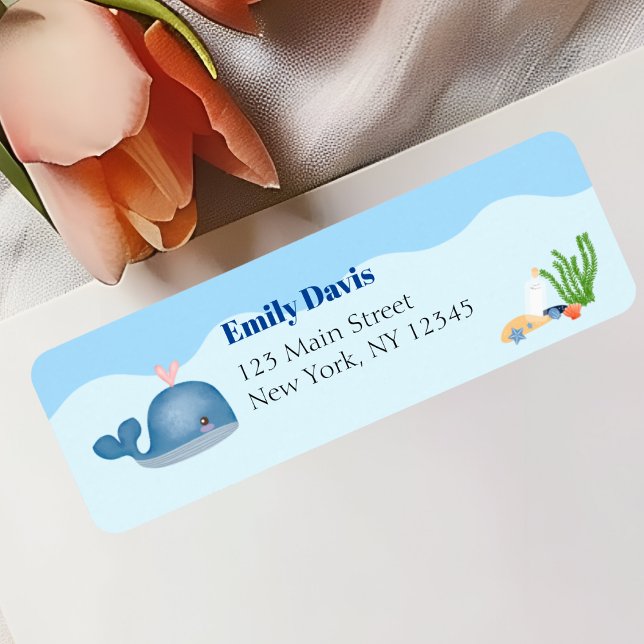Etiqueta Blue Under Sea Baby Boy Shower Whale (Subido por el creador)