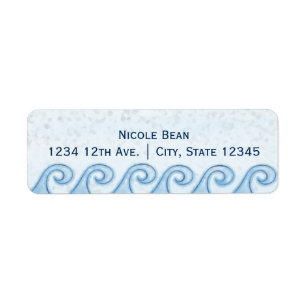 Etiqueta Blue Wave Watercolor Art Beach Address Labels
