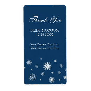 Etiqueta Blue White Snowflakes Winter Wedding Labels