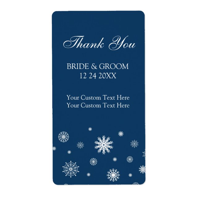 Etiqueta Blue White Snowflakes Winter Wedding Labels (Frente)