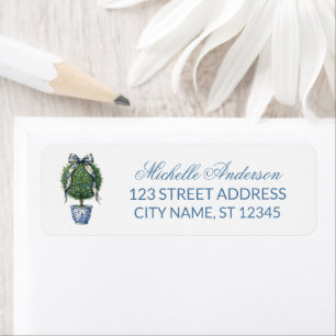 Etiqueta Blue Willow Chinoiserie Tazón Topiaria Dirección d