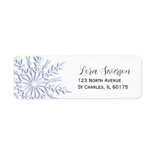 Etiqueta Blue Winowflake on White Return Address